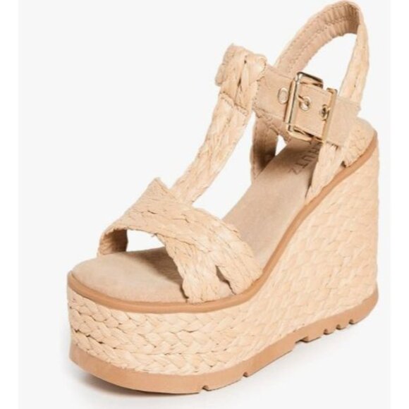 Schutz Panna Braided T-strap Wedge Platform Sandals Size 8 Worn Once EUC $158 - Picture 2 of 14